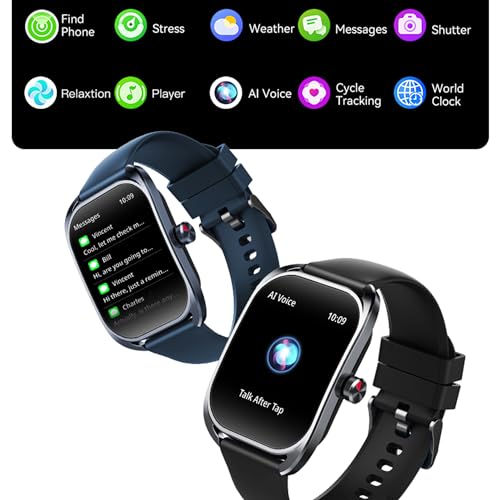 MYSHUN Reloj Inteligente Mujer con Llamadas, 2,01 Pulgada Smartwatch Hombre Deportivo con Podometro Pulsometro SpO2 Sueño Presion Arterial Actividad IP68 Reloj Digital para iOS Android (Negro)