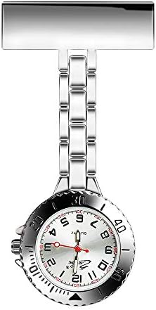 WIOR Nurse Watch Lapel Pin Fob Watch Paramedic Doctor Brooch Pocket Watch Quartz Movement Nurses Watch Clip-on Hanging Watch - Silver