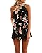 Seraih Women's Sexy Floral Print Strapless Jumpsuit Overlay Romper Jumpsuit (S, Black)