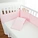 TillYou Baby Crib Bumper -Premium Woven Cotton, Padded Breathable Fill-in(Microfiber)----Pink