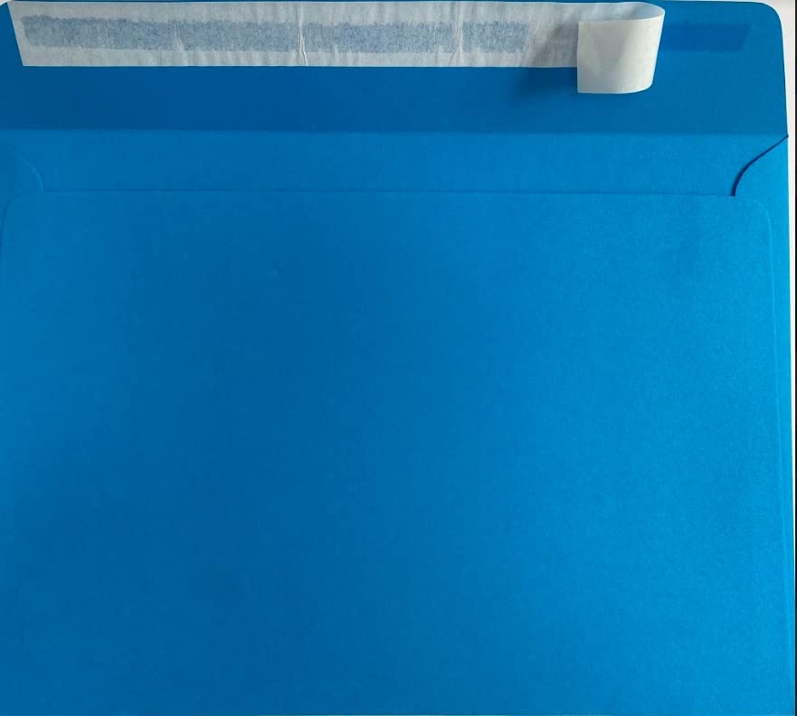 C5 Coloured Envelopes for A5 Greeting Cards Peel and Seal Wallet Envelopes Wedding Invitation Crafts Office 162x229mm- Pack of 10 envelopes (Bright Blue P&S)