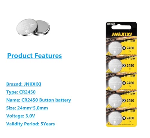 JNKXIXI 50 Pack CR2450 Battery Lithium Li-ion 600mAh CR 2450 3V Batteries