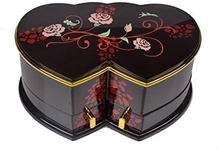 YMANX Rose Pattern Peach Heart Jewelry Music Box