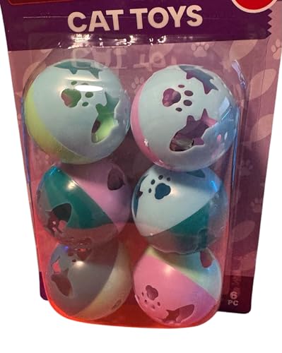 Cat Toys Interactive Balls with Bells Inside, Multicolor, 6 Pack at Amazon