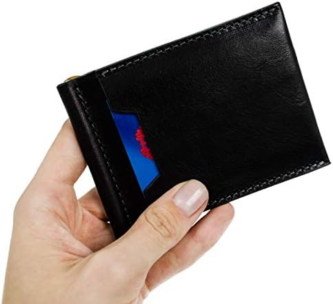 Time Resistance Leather Money Clip Wallet | Hand Dyed by Vegetable Tanning, Business or Credit Card, ID Pocket Unisex