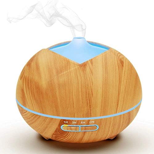 Essential Oil Diffuser, Uiot 450ml Cool Mist Humidifier Aromatherapy Oil Diffuser Wood Grain with Waterless Auto-Off, 7 Color LED for Yoga SPA Office Home Bedroom (Woou Grain)