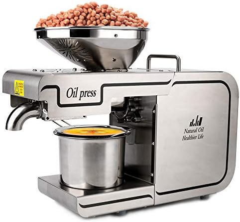 Automatic Oil Press Machine 360° Heating Nuts Seeds Oil Presser Stainless Steel Temperature Control Hot&Cold Oil Pressing Extractor for Dry Corns