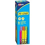 Avery Hi-Liter Pen-Style Highlighters, Smear Safe Ink, Chisel Tip, 6 Assorted Color Highlighters (23565)