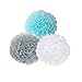 Baby Boy Party Decorations-Tissue Pom Poms Blue White Grey, Tassel Garland, Circle Garland 23pcs for Baby Shower Decorations 1st Birthday Boys Kids Men Adults Party Favor Supplies Decor Kit Set