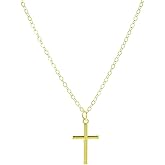 Alggkss Elegant 14K White Gold Plated Stainless Steel Small Cross Pendant Necklace for Women