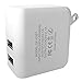 Vector Cables Intelligent Super Charger 15W Dual Port USB Wall Charger & Car Charger 5V/3.1A High Speed AC Power Adapter Home & Travel Charger with Folding Plug - (Combo Pack Wall & Car Charger White)