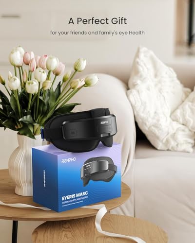 RENPHO Head and Eye Massager with Heat, Massager for Forehead, Back and Temple, Variation and Bluetooth Music, Eye Massager, Strained Eyes, Gifts for Women