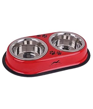 Pets Empire Double Diners Dog Bowl (Colour May Vary) - Pack of 2