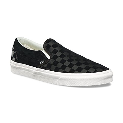 Vans Men's Classic Slip On (Checker Emboss) Skate Shoes (11.5 B(M) US Women/10 D(M) US Men, Black/Marshmallow)