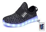 SLEVEL Breathable LED Light Up Shoes USB Sneakers for Kids Boys Girls(S33ABlack30)