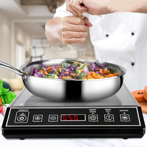 Frigideira Inox, Frigideira Aço Inox Professional Rasa com Fundo Triplo e Cabo, 21.6 cm 1,5 L, Sem Revestimento de Teflon, Compatível com Indução, Gás, Elétrico e Vitrocerâmico, Fácil Limpeza
