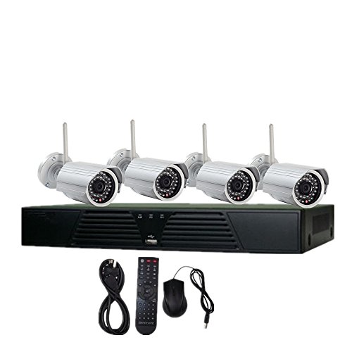 JideTech Wireless NVR Kits 4PCS 720P Bullet IP Camera for Security Camera System