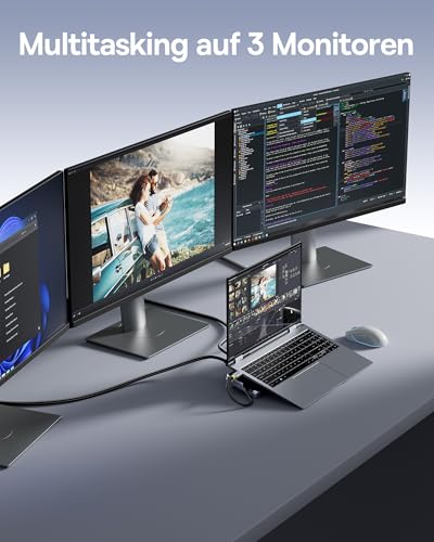 Baseus Laptop Docking Station Stand, 12 in 1 HUB Triple 4K Display, HDMI/DP, 10Gbps USB A/C, Fast Data Transfer, PD 100W, Ethernet, TF/SD, Docking Station USB C with Stand for Windows