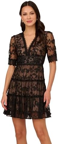 adrianna papell textured chiffon ruffle dress Amazon.com: Adrianna Papell Women's Textured Chiffon Ruffle Dress, Black, 4  : Clothing, Shoes & Jewelry