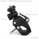 Grifiti Nootle Quick Release Pipe Clamp with 1/4 20 Threaded Head for Cameras and Nootle Ipad Mounts Works for Tripods, Music Stands, Microphone Stands, Any Pipe or Bar That Is up to 1.5 Inches in Diameter Also Motorcycles, Bikes, and More