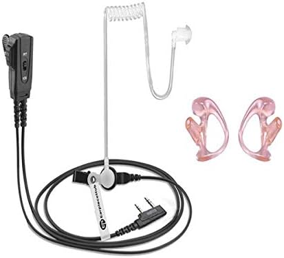 Earpiece Hub PTT/VOX Security Earpiece with Earmoulds (Covert acoustic tube Headset) Compatible with Kenwood…