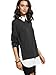 ROMWE Women's Classic Collar Long Sleeve Curved Hem Pullover Sweatshirt Black L