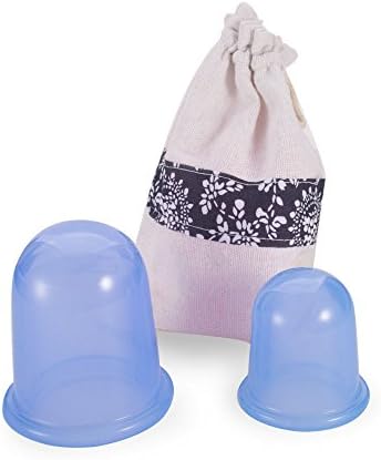 Silicone Cupping Therapy Set Cup for Anti Cellulite Body Massage Vacuum Suction Cups Gontic - 1 Large Size and 1 Medium Size (Blue)