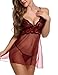 Avidlove Women Lingerie Lace Babydoll V Neck Sexy Sleepwear Strap Chemise(Valentines Red,XL)