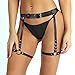 TOPFUR Leather Garter Body Harness PU Leather Harness Adjustable Waist Leg Rings Elastic Stud Garter Belt Rave cage Harness for Women(056,Black)