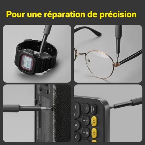 Kit Tournevis Précision 28 en 1, embouts magnétiques boîte manuel