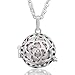 EUDORA Harmony Bola 20mm Rose Silver Plated Pendant Rhinestone Mexican Ball Necklace, 30 inches Peach