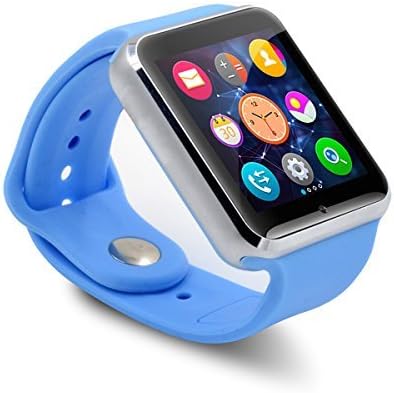 Cawono A1 Smart Watch Phone Mate SIM GSM SD Slot With Camera for Android Samsung HTC LG Moto Phone Black LCD Screen Unlocked (Blue)