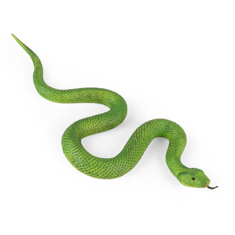 SIENON Realistic Fake Snakes Toy Soft Rubber Snake Figure Garden Snake Scare Birds and Squirrels, Green Snake Toy Figurines Stress Relief Gag Toys Halloween Party Favors Decoration Prank Props — image 1