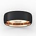 Duke Collections 8mm Black Rose Gold Tungsten Rings for Men Durable Matte Brushed Finish Dome Surface Two Tone Tungsten Carbide Ring Mens Wedding Band Comfort Fit(12)