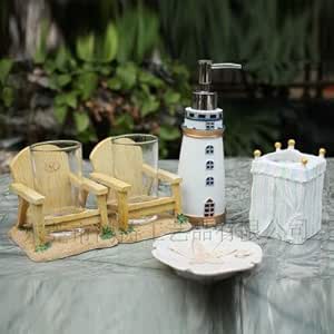 Amazon.com: RuShi Nautical Bathroom Accessory Set, 5 pcs ...