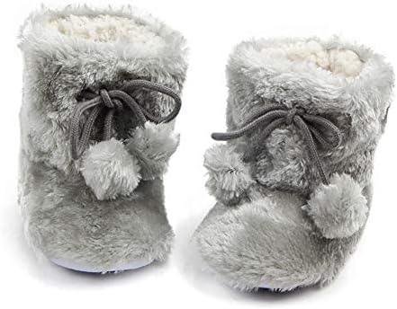 TRUEHAN Baby Girls Boys Newborn Infant Cozy Fleece Super Warm Soft Slippers Booties with Pompom Grippers 6-18 Month
