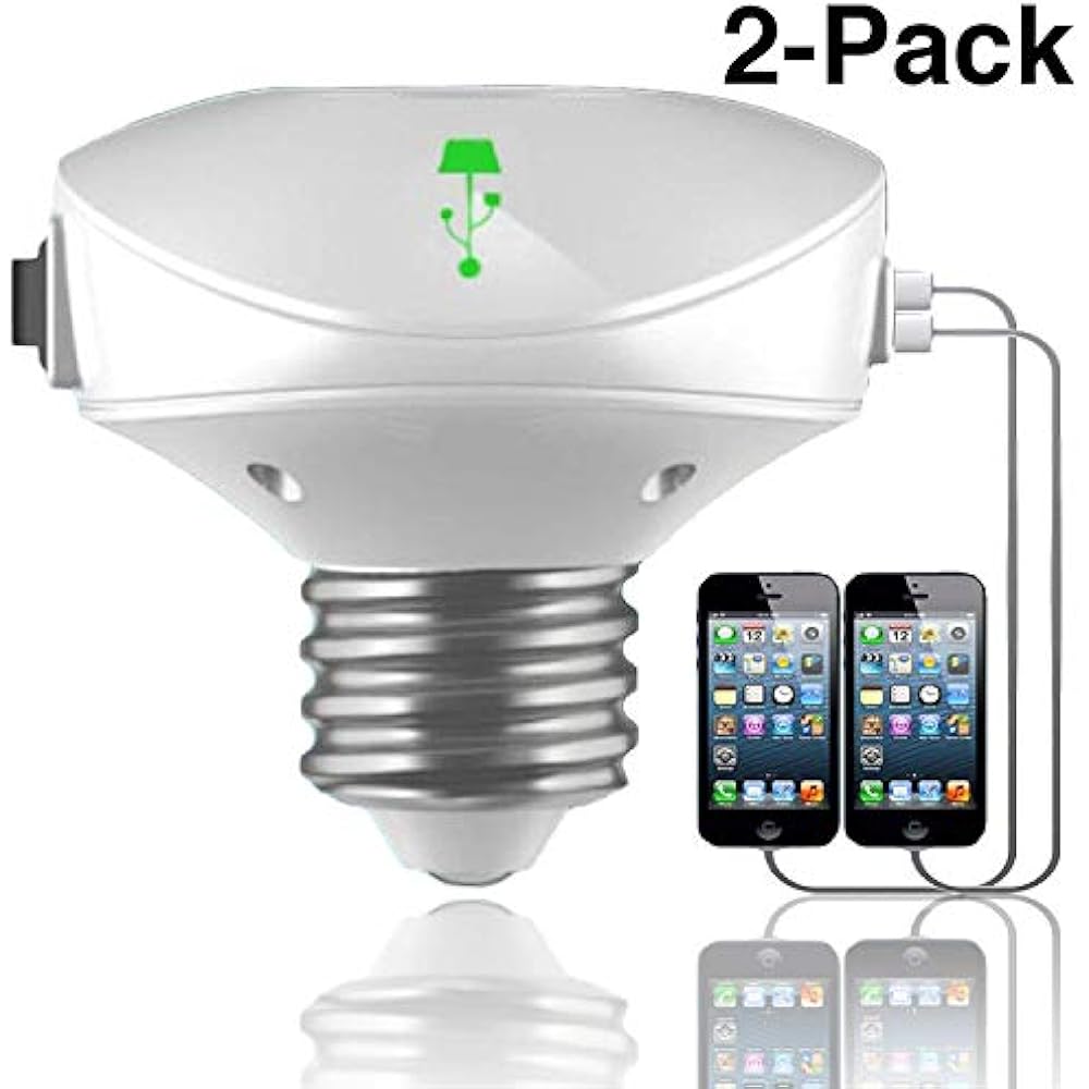 Nyce Power LampCharger Light Bulb Socket Adapter, USB Charging Station
