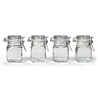 Kamenstein Square Glass Jar with Hinge Glass Lid, 4 Piece Set