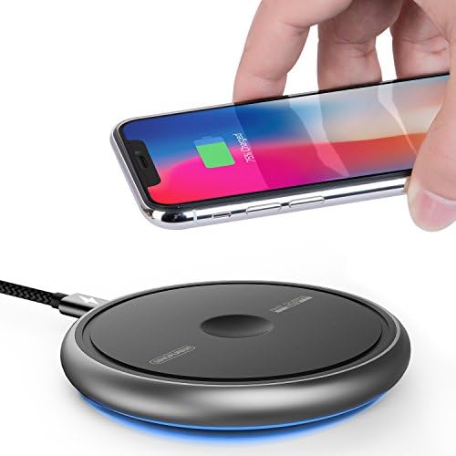 Wireless Charger Pad, 10W Fast Charger with USB-C for iPhone X 8 8 plus, Samsung, Galaxy S8 S8+ S7 edge S6 edge+ and more (no adapter), by Sinopuren