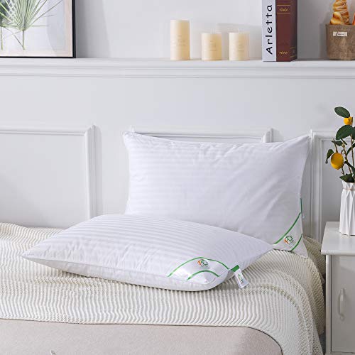 SUFUEE Luxury Goose Feather and Down Pillow Pair with 100% Cotton Cover (Standard(50% Down))