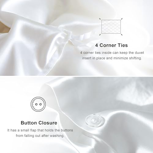 Simple&Opulence Duvet Cover King Size 100% Viscose Derived from Bamboo, 3 PCS Pure Breathable Cooling Silky Soft Bedding for Hot Sleepers Moisture-Wicking Comforter Cover Set, White