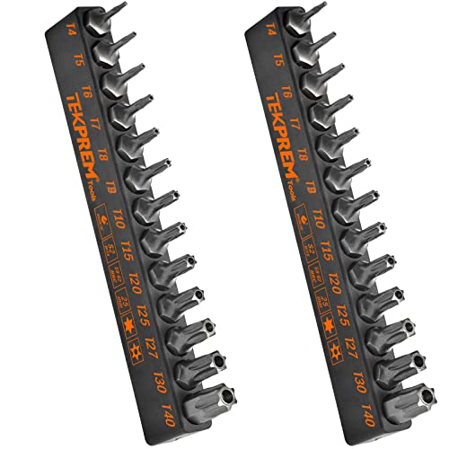 Torx Security Bit Set, TEKPREM 2 PACK 26-Piece Torx Screwdriver Bit Set with T4 T5 T6 T7 T8 T9 T10 T15 T20 T25 T27 T30 T40 Tamper Resistant Torx Bits Set