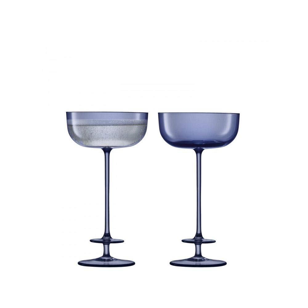 LSA Champagne Theatre 210ml Champagne Saucer Tier/Midnight Blue Set of 2