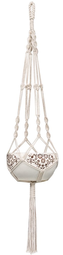 Mkono Macrame Plant Hangers Indoor Outdoor Hanging Planter Basket Cotton Rope 4 Legs 41 Inch