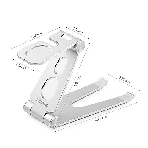 2 in 1 Cell Phone Stand Apple Watch Charging Stands Foldable Aluminium Desktop Tablet Stand Holder Dock for Android Smartphone iWatch iPhone 6 6s 7 8 7 Plus S8 iX ipad (Silver)