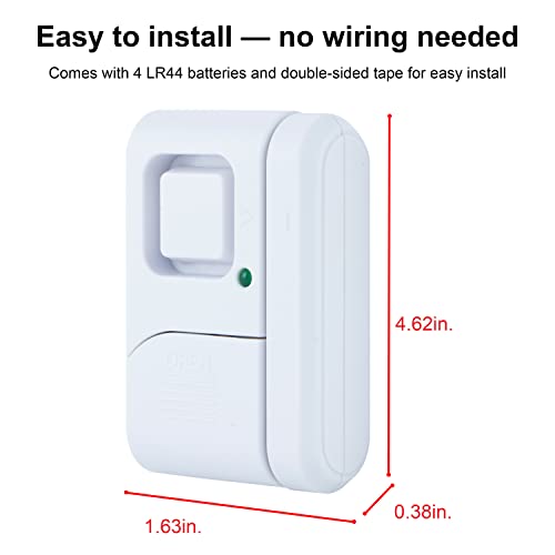 GE Personal Security Window and Door Alarm, 4 Pack, DIY Protection, Burglar Alert, Wireless, Chime/Alarm, Easy Installation, Home Security, Ideal for Home, Garage, Apartment and More, 45174 White