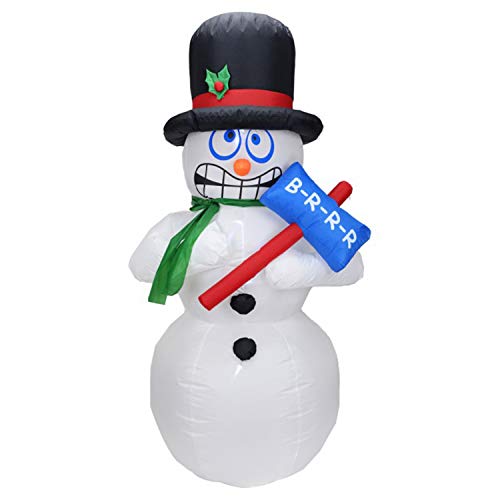 Christmas Masters 6 Foot Inflatable Shivering Snowman with Top Hat and Scarf LED Lights Indoor Outdoor Yard Lawn Decoration - Shaking Cold Face, BRRR Sign - Cute Fun Xmas Holiday Blow Up Party Display