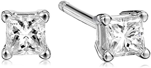 Amazon CollectionCertified Platinum Princess-Cut Diamond Stud Earrings (G-H Color, VS2 Clarity)
