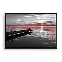 Framed Canvas Wall Art Black and White Scenery Canvas Prints Home Artwork Decoration for Living Room,Bedroom - 16x24 inches