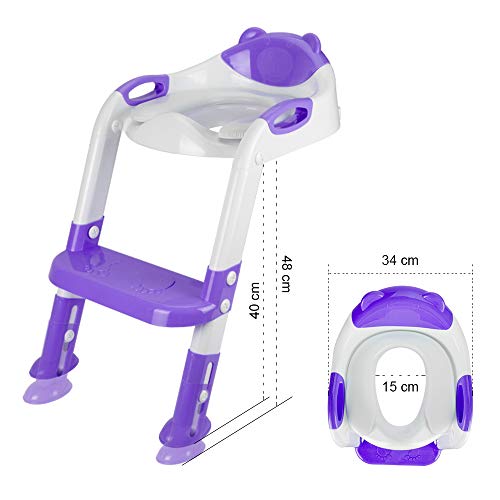 PITAYA Potty Training Seat with Step Stool Ladder,Comfortable Safe Potty Seat with Anti-Slip Pads Ladder ,Potty Training Toilet for Kids Boys Girls Toddlers,with Potty Training Champion Card(Purple) - Thumbnail 5